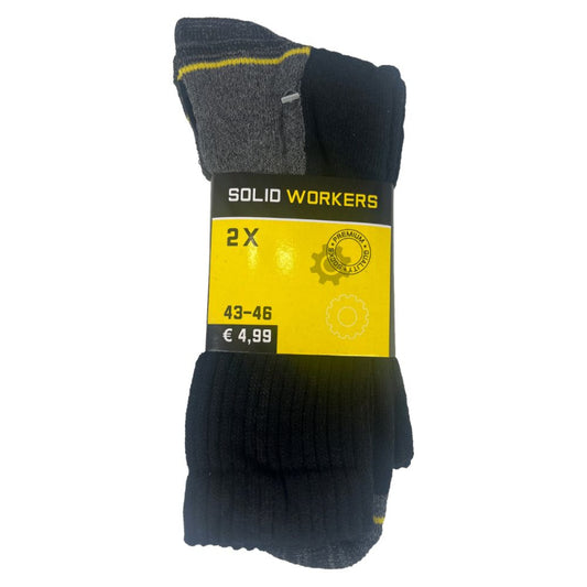 Solid Workers Werksokken Zwart – 2 Paar – Maat 43-46