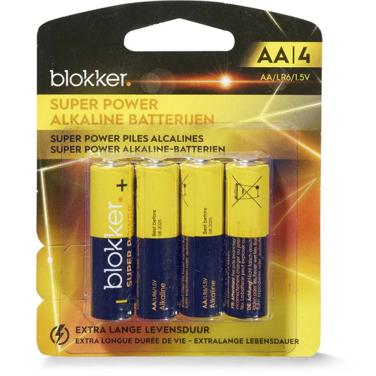 Blokker Super Power AA Alkaline Batterijen – 4 Stuks – 1.5V 2600 mAh