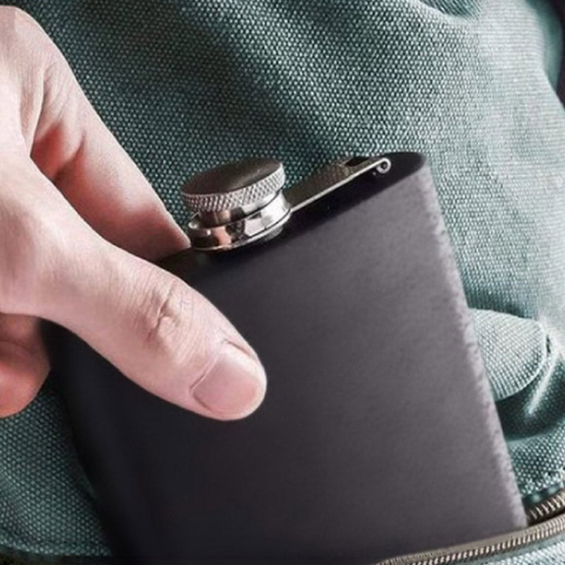 Attrezzo RVS Heupfles – Matte Zwarte Veldfles met Trechter