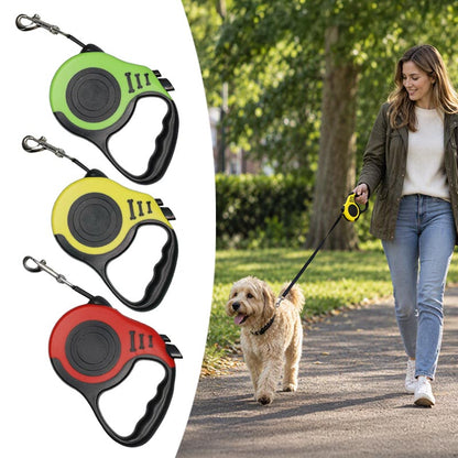 Automatische Hondenriem 5 Meter – Intrekbare Rollijn – Geel – Tot 30 kg