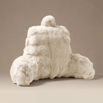 Bedrest Pompom 34×50 cm – Faux Fur Rugsteunkussen in Beige, Taupe & Antraciet