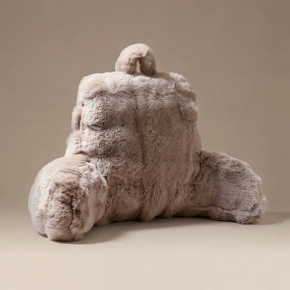 Bedrest Pompom 34×50 cm – Faux Fur Rugsteunkussen in Beige, Taupe & Antraciet