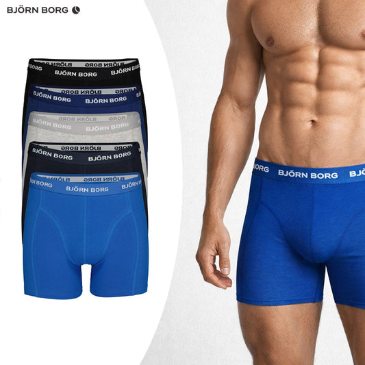 Björn Borg 5-Pack Boxers Blue Mix – Comfortabele Heren Boxershorts van Katoen/Elastaan