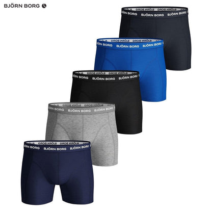 Björn Borg 5-Pack Boxers Blue Mix – Comfortabele Heren Boxershorts van Katoen/Elastaan