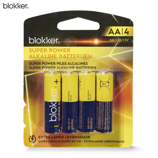 Blokker Super Power AA Alkaline Batterijen – 4 Stuks – 1.5V 2600 mAh