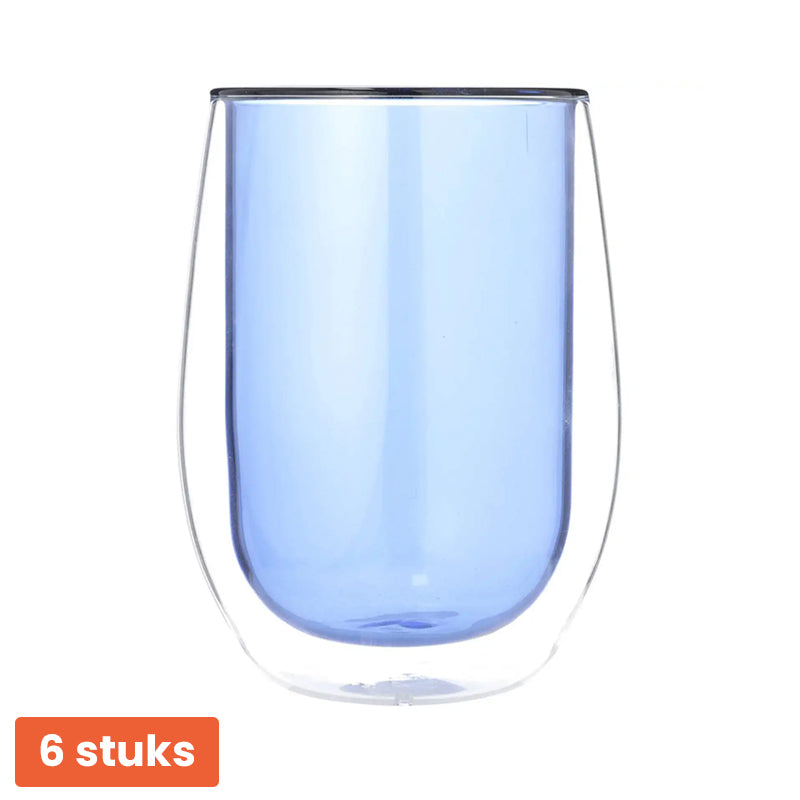 Blokker Dubbelwandige Glazen 35 cl – 6 Stuks – Keuze uit 4 Kleuren