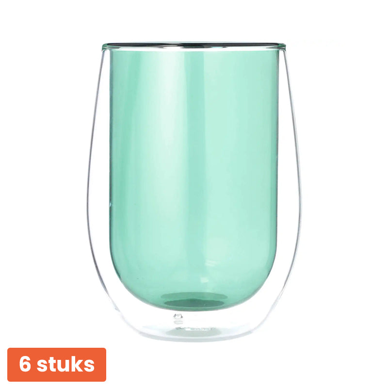 Blokker Dubbelwandige Glazen 35 cl – 6 Stuks – Keuze uit 4 Kleuren