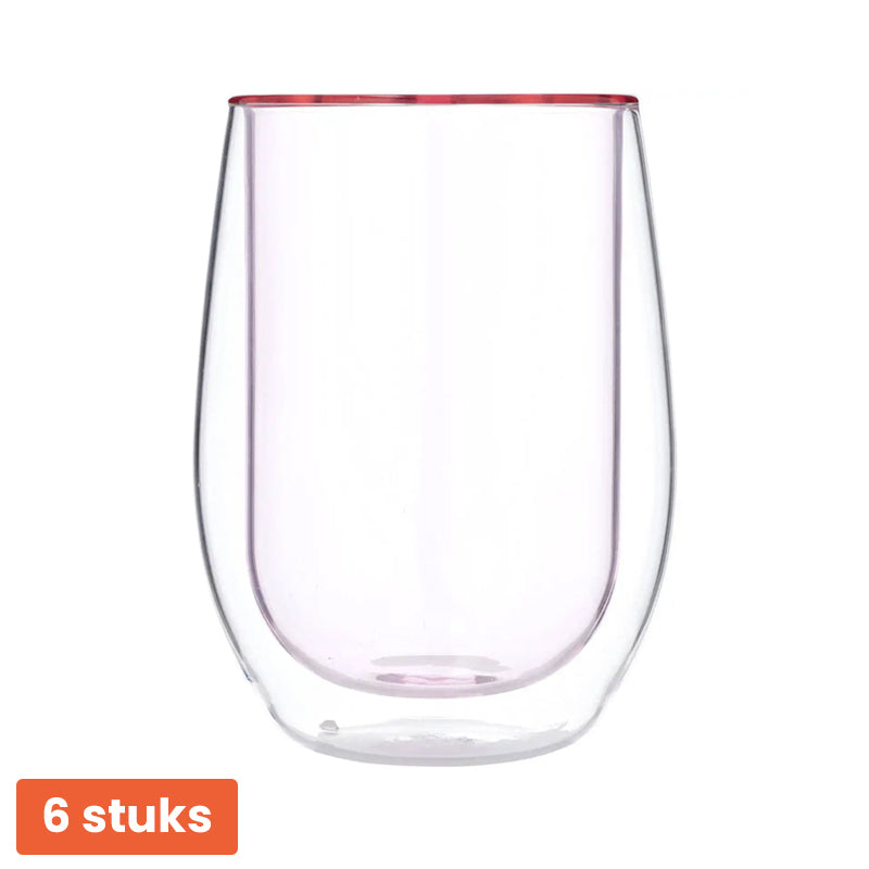 Blokker Dubbelwandige Glazen 35 cl – 6 Stuks – Keuze uit 4 Kleuren