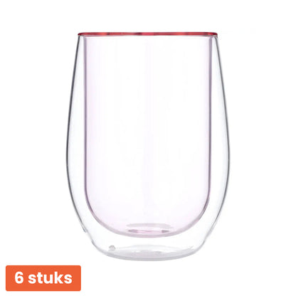 Blokker Dubbelwandige Glazen 35 cl – 6 Stuks – Keuze uit 4 Kleuren