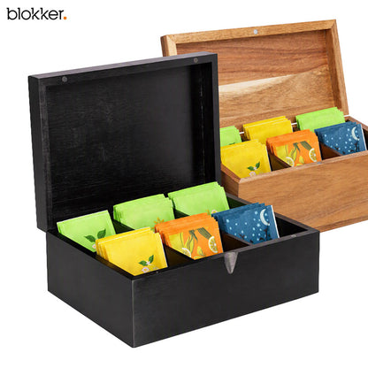 Blokker Theedoos – Acaciahout of Zwart Bamboe – 2 Modellen