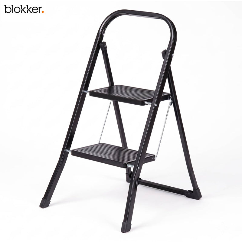 Blokker Huishoudtrap 2 Treden – Inklapbaar Keukentrapje – 81 cm – Zwart