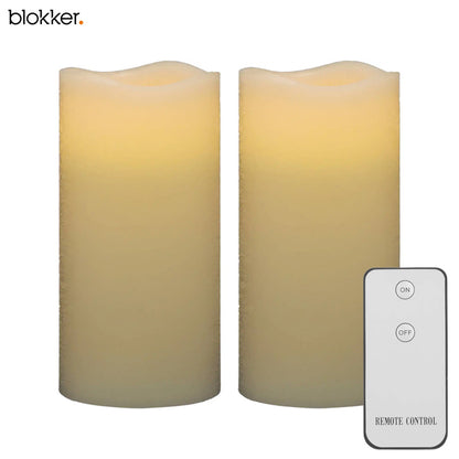 Blokker LED Kaarsen met Afstandsbediening – 2 Stuks – Crème – Echte Wax