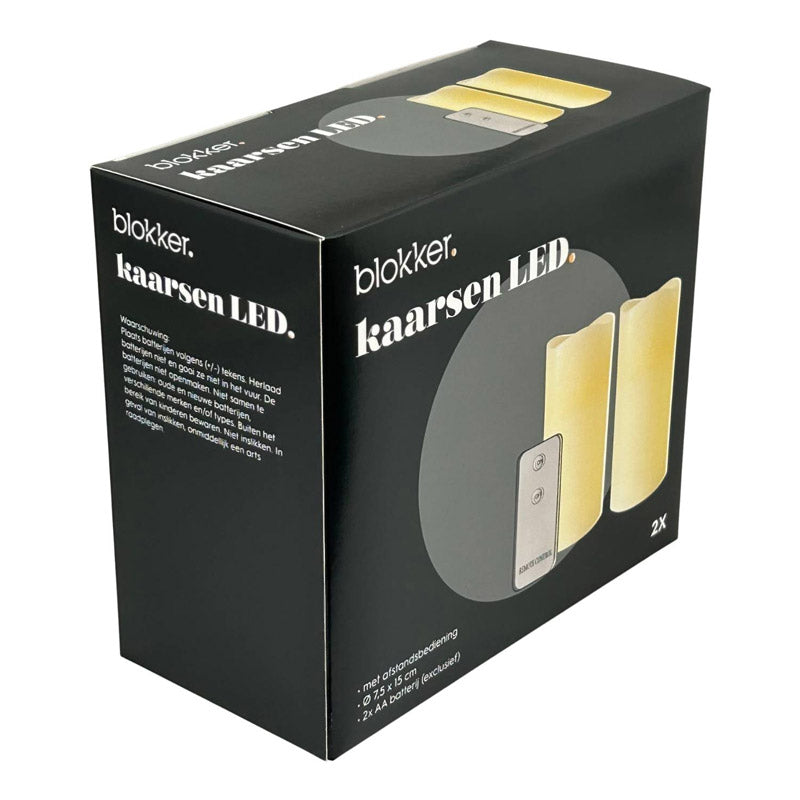 Blokker LED Kaarsen met Afstandsbediening – 2 Stuks – Crème – Echte Wax