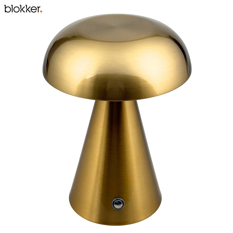 Blokker Paddenstoel LED Lamp Goud – Oplaadbare Mushroom Tafellamp