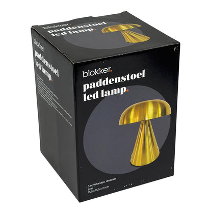 Blokker Paddenstoel LED Lamp Goud – Oplaadbare Mushroom Tafellamp