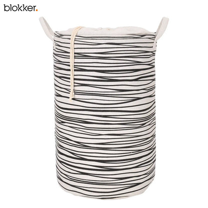 Blokker Wasmand Ø 39 x 64 cm – Opvouwbaar – Zwart/Wit