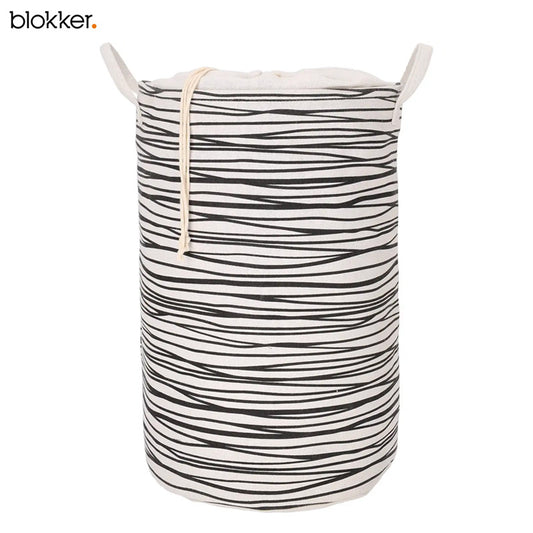 Blokker Wasmand Ø 39 x 64 cm – Opvouwbaar – Zwart/Wit