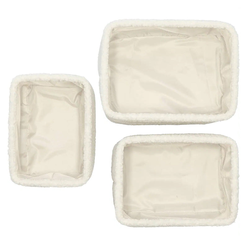 Blokker Arlanda Manden – Set van 3 – Witte Teddy Opbergmanden