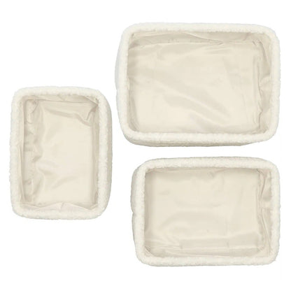 Blokker Arlanda Manden – Set van 3 – Witte Teddy Opbergmanden