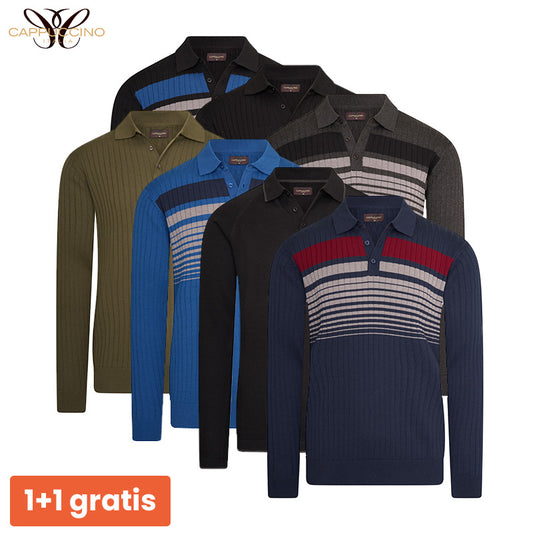 Knit Polo met Lange Mouwen – 1+1 GRATIS! (Mestre & Varese Collectie)
