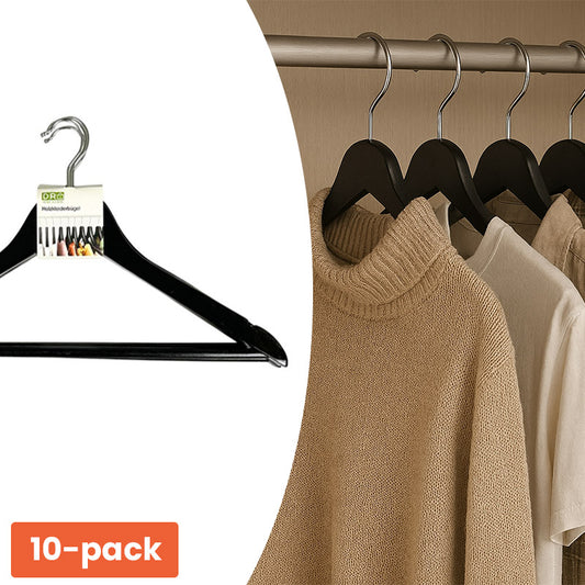10-Pack Houten Kledinghangers – Zwart