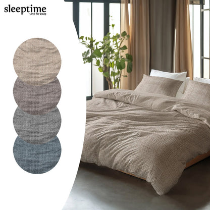 Sleeptime Vintage Dekbedovertrek – Stijlvol Dekbedovertrek in Blauw, Antraciet, Bruin Taupe en Zand