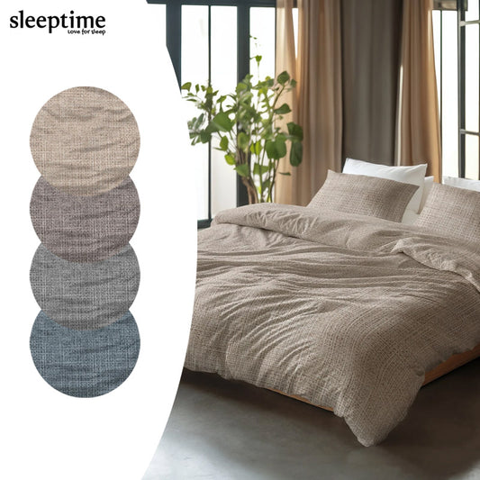 Sleeptime Vintage Dekbedovertrek – Stijlvol Dekbedovertrek in Blauw, Antraciet, Bruin Taupe en Zand
