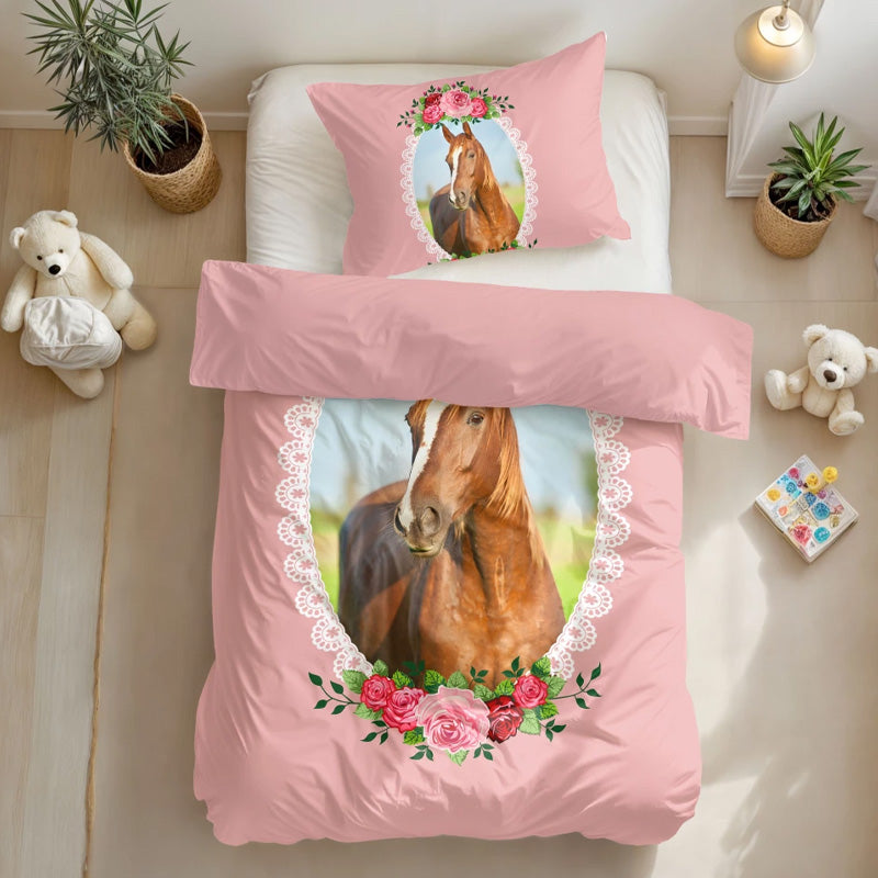 Cute Horse Roze Dekbedovertrek 140x200/220 – 3 halen = 2 betalen