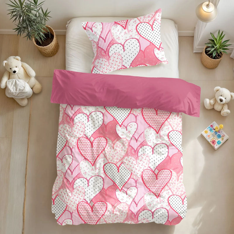 Hearts Love Roze Dekbedovertrek 140x200/220 – 3 halen = 2 betalen