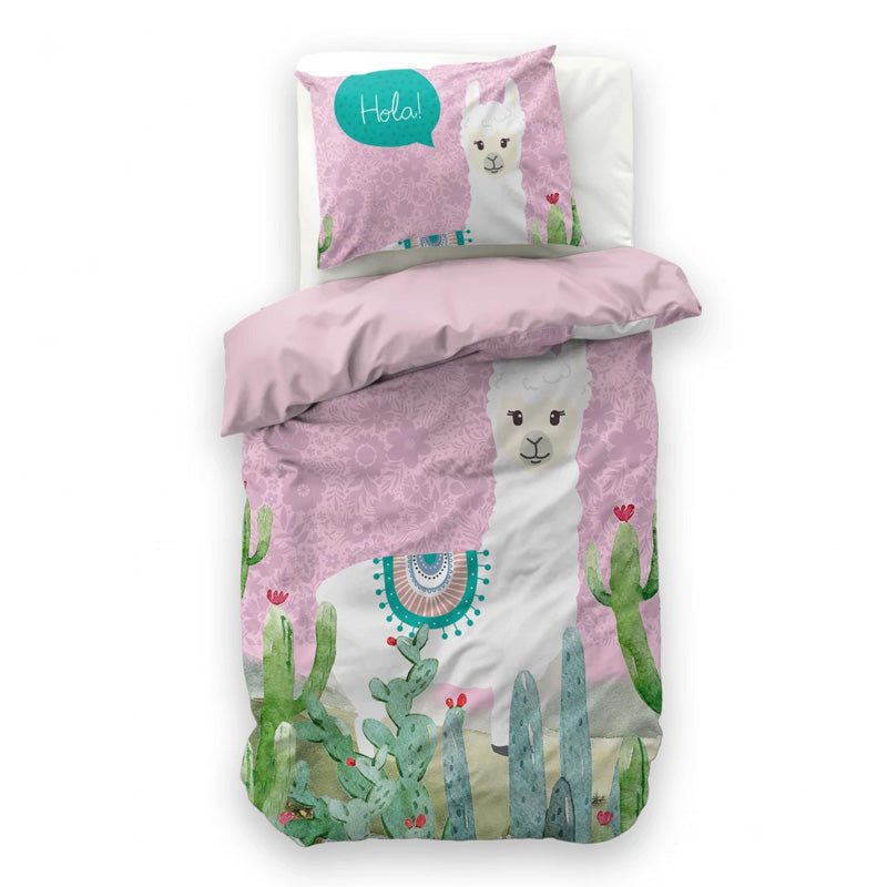 Hola Lama Roze Dekbedovertrek 140x200/220 – 3 halen = 2 betalen