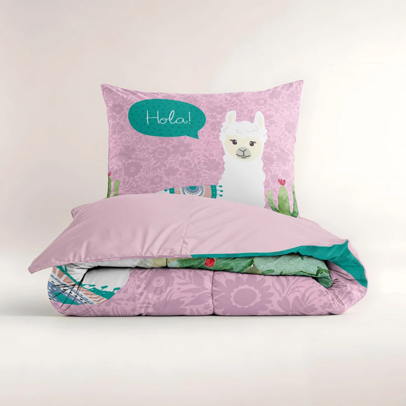 Hola Lama Roze Dekbedovertrek 140x200/220 – 3 halen = 2 betalen