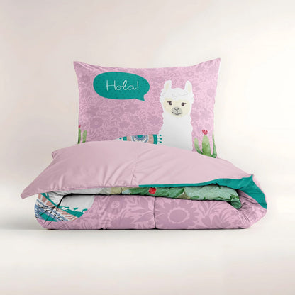 Hola Lama Roze Dekbedovertrek 140x200/220 – 3 halen = 2 betalen