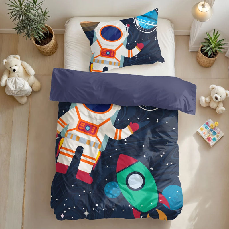 Space Man 2 Blauw Dekbedovertrek 140x200/220 – 3 halen = 2 betalen