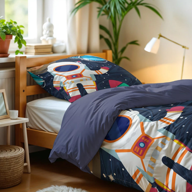 Space Man 2 Blauw Dekbedovertrek 140x200/220 – 3 halen = 2 betalen