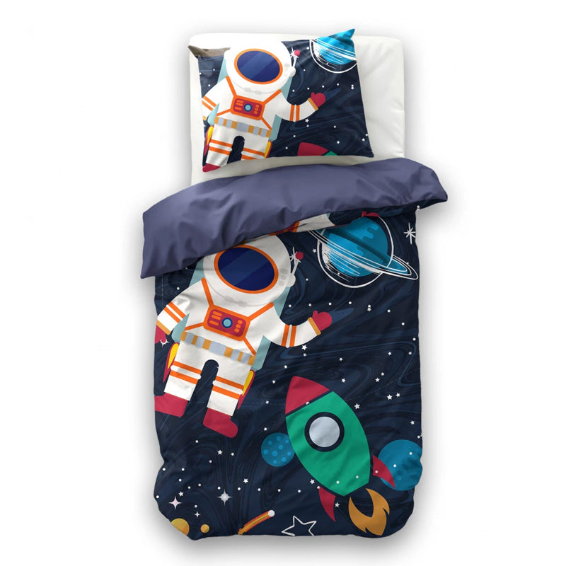 Space Man 2 Blauw Dekbedovertrek 140x200/220 – 3 halen = 2 betalen