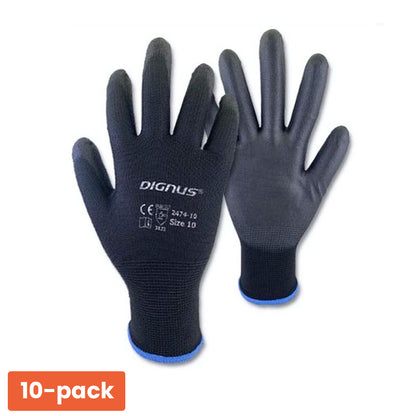 10-Pack Werkhandschoenen – Maat 10 – Zwart/Blauw