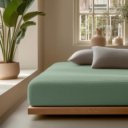 Mousseline Hoeslaken – Zacht, ademend en natuurlijk slaapcomfort