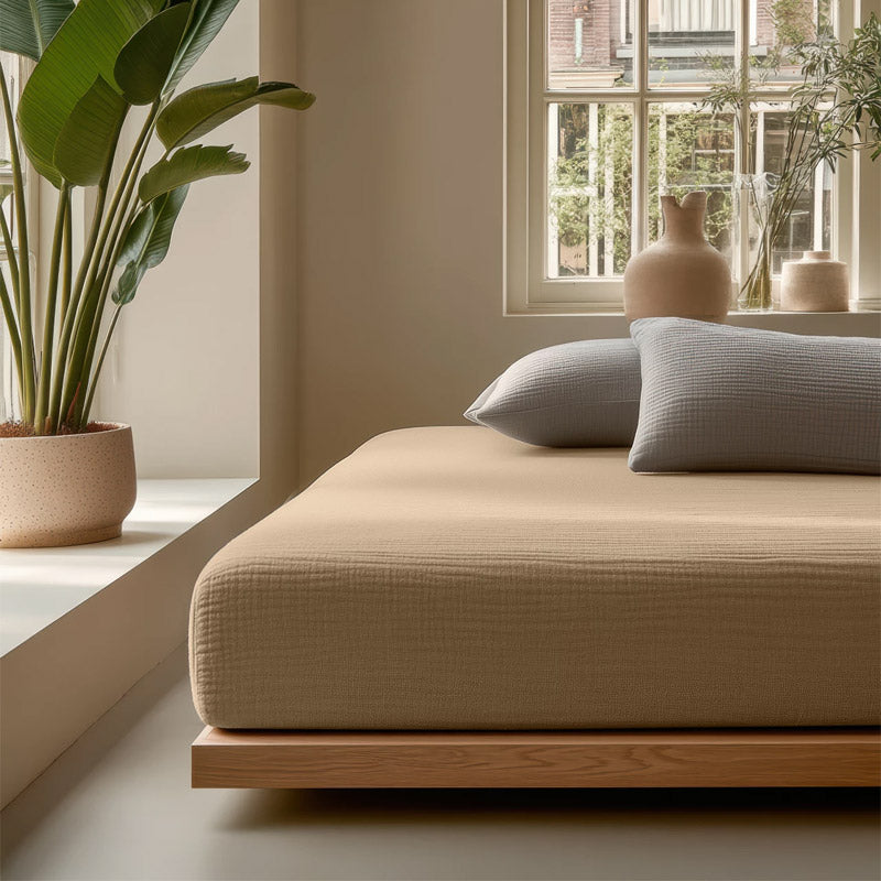 Mousseline Hoeslaken – Zacht, ademend en natuurlijk slaapcomfort