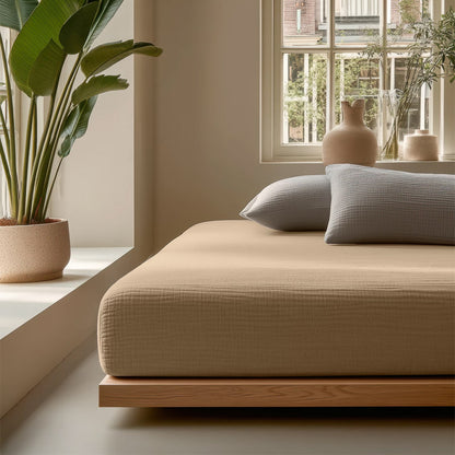 Mousseline Hoeslaken – Zacht, ademend en natuurlijk slaapcomfort
