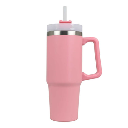 Blokker - RVS Drinkbeker 900 ml met Rietje – Dubbelwandige Thermobeker