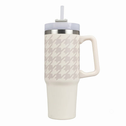 Blokker - RVS Drinkbeker 900 ml met Rietje – Dubbelwandige Thermobeker