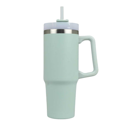 Blokker - RVS Drinkbeker 900 ml met Rietje – Dubbelwandige Thermobeker