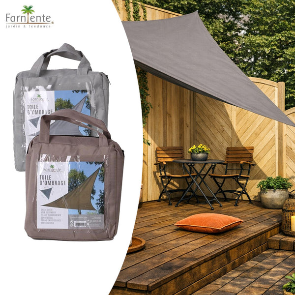 Farniente Schaduwdoek Driehoek 3x3x3 Meter – Taupe & Grijs – UV Werend Zonnescherm voor Tuin en Balkon