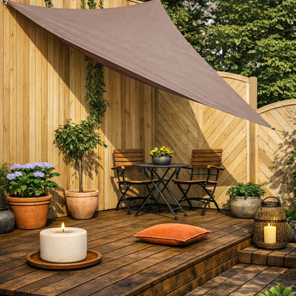 Farniente Schaduwdoek Driehoek 3x3x3 Meter – Taupe & Grijs – UV Werend Zonnescherm voor Tuin en Balkon