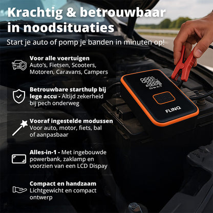 2-in-1 Jumpstarter & Aircompressor – Krachtige hulp bij pech onderweg