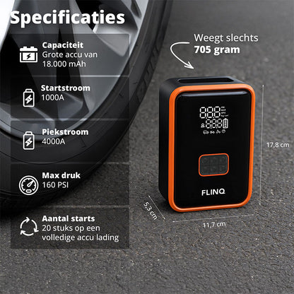 2-in-1 Jumpstarter & Aircompressor – Krachtige hulp bij pech onderweg