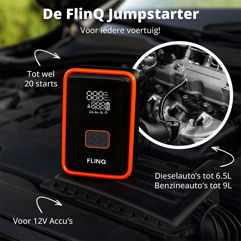 2-in-1 Jumpstarter & Aircompressor – Krachtige hulp bij pech onderweg