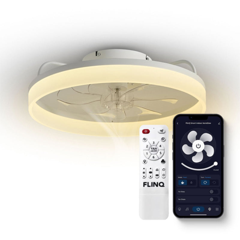 FlinQ AeroGlow Smart Plafondventilator met Verlichting – Slimme Ventilator met App & Afstandsbediening