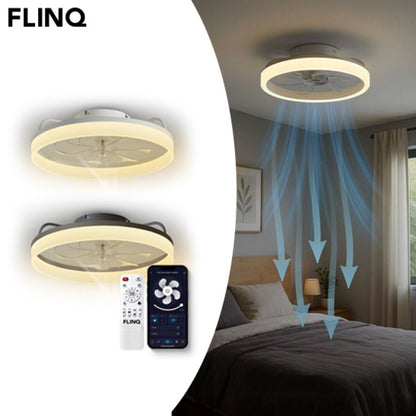 FlinQ AeroGlow Smart Plafondventilator met Verlichting – Slimme Ventilator met App & Afstandsbediening