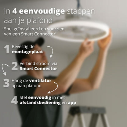 FlinQ AeroGlow Smart Plafondventilator met Verlichting – Slimme Ventilator met App & Afstandsbediening